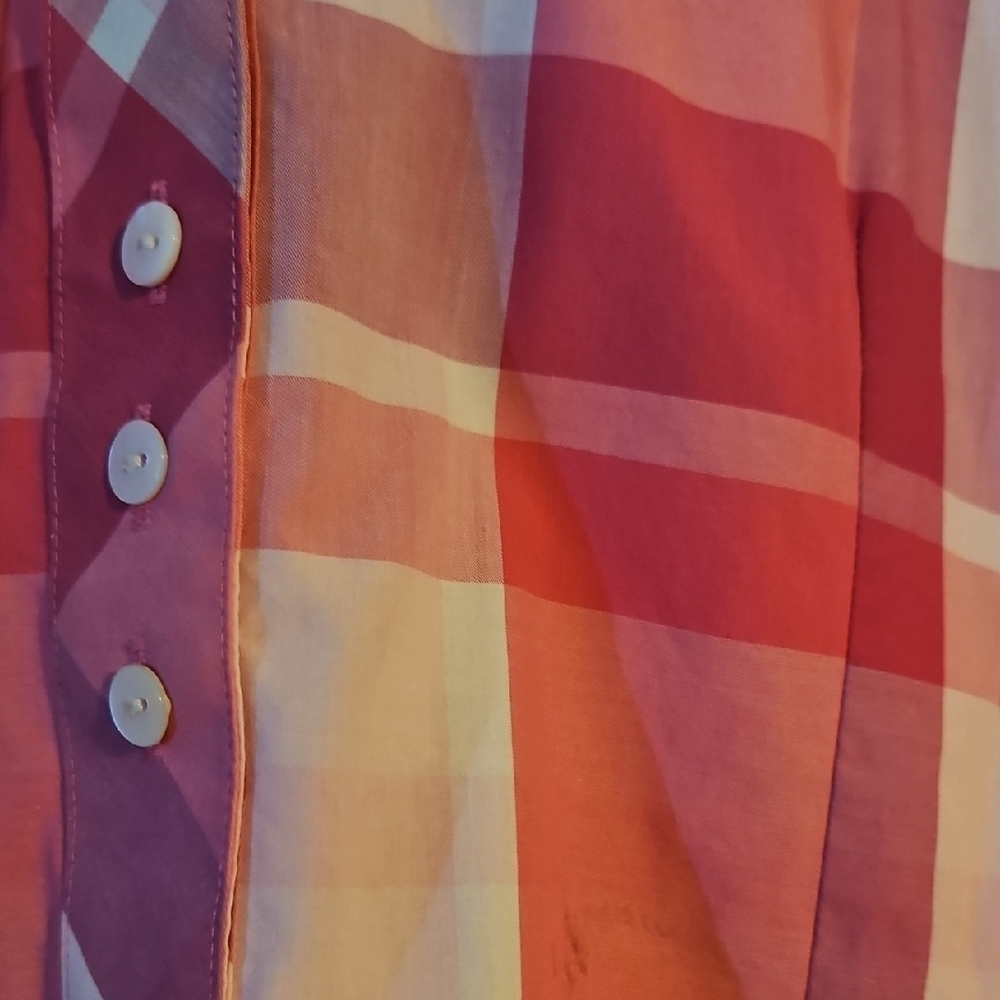 Foxcroft Pink & White Plaid Roll-Tab Button Blouse - Picture 3 of 3